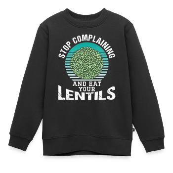 Arrêtez de pleurnicher et mangez votre lentille d’objectif - Sweat Premium enfant bio - noir - Devant - AI Model Kid Female (0cm)