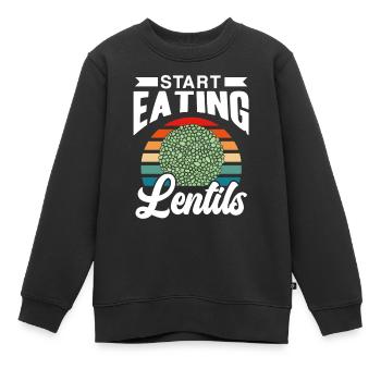 Commencez à manger des lentilles soupe de lentilles lentilles - Sweat Premium enfant bio - noir - Devant - AI Model Kid Female (0cm)
