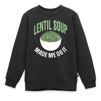 La soupe aux lentilles m’a donné la lentille de lentille - Sweat Premium enfant bio - noir - Devant - AI Model Kid Female (0cm)