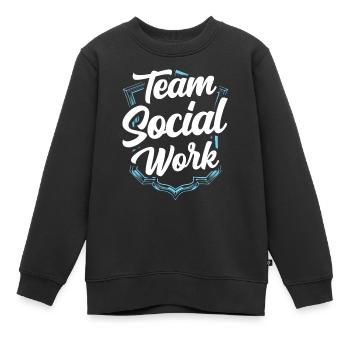 Équipe Travail social Travailleurs sociaux - Sweat Premium enfant bio - noir - Devant - AI Model Kid Female (0cm)