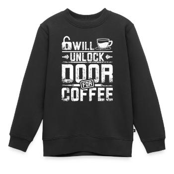 Déverrouillera la porte pour serrurier à café - Sweat Premium enfant bio - noir - Devant - AI Model Kid Female (0cm)