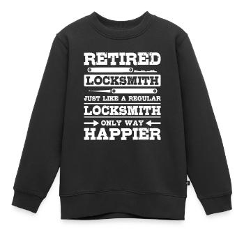 Heureux serrurier à la retraite - Sweat Premium enfant bio - noir - Devant - AI Model Kid Female (0cm)