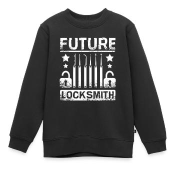 Futur serrurier - Sweat Premium enfant bio - noir - Devant - AI Model Kid Female (0cm)