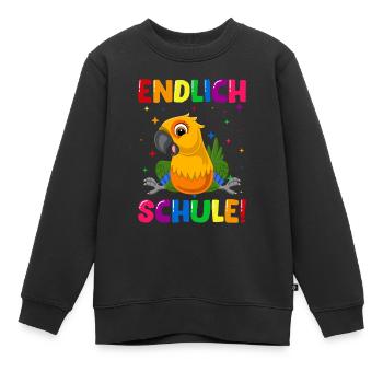 Endlich Schule Papagei 1. Klasse - Kinder Premium Organic Sweatshirt - Schwarz - Vorne - AI Model Kid Female (0cm)
