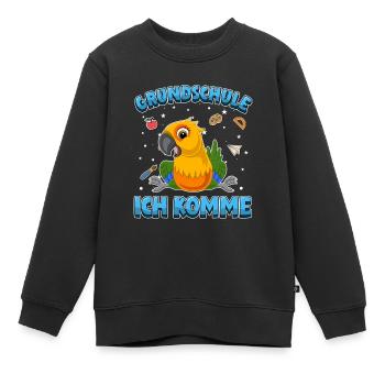 Grundschule ich komme Einschulung Papagei - Kinder Premium Organic Sweatshirt - Schwarz - Vorne - AI Model Kid Female (0cm)