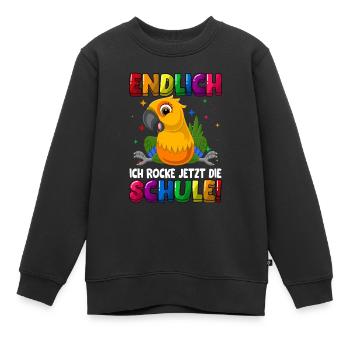Endlich jetzt rocke ich die Schule Einschulung - Kinder Premium Organic Sweatshirt - Schwarz - Vorne - AI Model Kid Female (0cm)