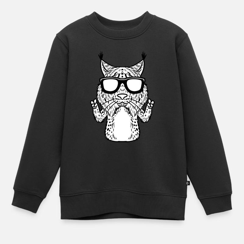 Luchse Luchs Katze Mit Sonnenbrille Lustig - Kinder Premium Organic Sweatshirt - Schwarz