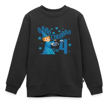 Cadeau de 4 ans 4 ans 4ème magicien Anniversaire Garçon - Sweat Premium enfant bio - noir - Devant - AI Model Kid Female (0cm)