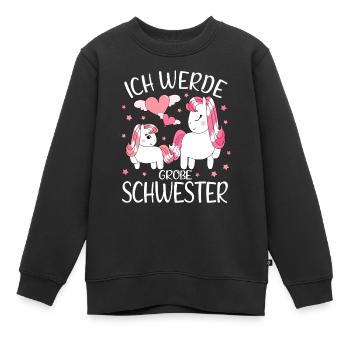 Ich Werde Große Schwester Einhorn Mädchen Geschenk - Kinder Premium Organic Sweatshirt - Schwarz - Vorne - AI Model Kid Female (0cm)