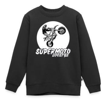 Supermoto / Supermotard / Supermoto Wheelie Biker - Kinder Premium Organic Sweatshirt - Schwarz - Vorne - AI Model Kid Female (0cm)