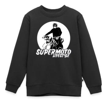 Supermoto / Supermotard / Supermoto Wheelie Biker - Kinder Premium Organic Sweatshirt - Schwarz - Vorne - AI Model Kid Female (0cm)