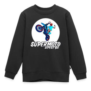 Supermoto / Supermotard / Supermoto Wheelie Biker - Kinder Premium Organic Sweatshirt - Schwarz - Vorne - AI Model Kid Female (0cm)