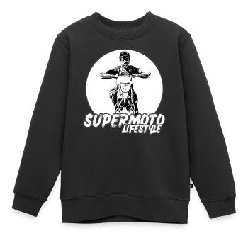 Supermoto / Supermotard / Supermoto Wheelie Biker - Kinder Premium Organic Sweatshirt - Schwarz - Vorne - AI Model Kid Female (0cm)
