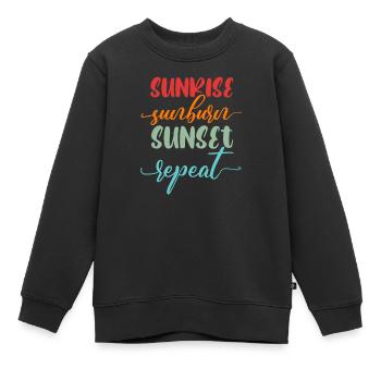Lever de soleil Coup de soleil Coucher de soleil Répéter Vintage Vacances Jeu de mots - Sweat Premium enfant bio - noir - Devant - AI Model Kid Female (0cm)