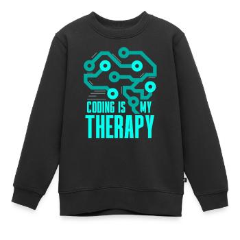 Programmieren Ist Meine Therapie Coding Code Coder - Kinder Premium Organic Sweatshirt - Schwarz - Vorne - AI Model Kid Female (0cm)
