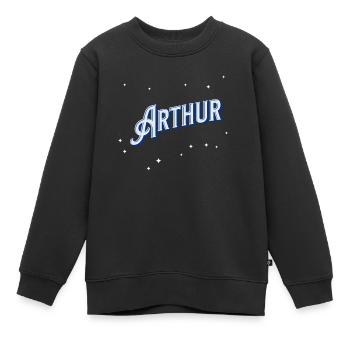 Arthur Namen personalisiert - Kinder Premium Organic Sweatshirt - Schwarz - Vorne - AI Model Kid Female (0cm)