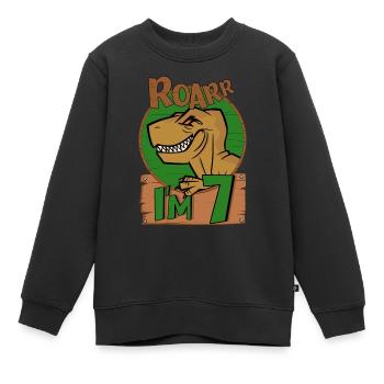 7 ans T Rex Dinosaure Anniversaire Garçon à 7 ans - Sweat Premium enfant bio - noir - Devant - AI Model Kid Female (0cm)