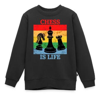 Les échecs colorés sont un t-shirt de vie - Sweat Premium enfant bio - noir - Devant - AI Model Kid Female (0cm)