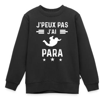 parachutiste je peux pas j'ai para - Sweat Premium enfant bio - noir - Devant - AI Model Kid Female (0cm)