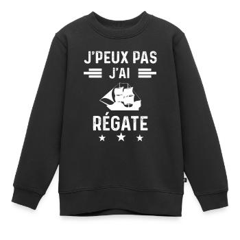 bateau je peux pas j'ai régate - Sweat Premium enfant bio - noir - Devant - AI Model Kid Female (0cm)