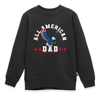 All American Dad 4th of July Bald Eagle USA Flag - Kinder Premium Organic Sweatshirt - Schwarz - Vorne - AI Model Kid Female (0cm)