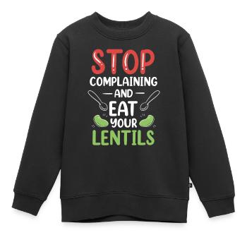 Arrêtez de pleurnicher et mangez votre lentille d’objectif - Sweat Premium enfant bio - noir - Devant - AI Model Kid Female (0cm)