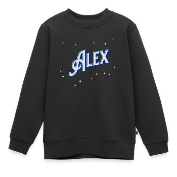Alex name personalized - Kids Premium Organic Sweatshirt - black - Front - AI Model Kid Female (0cm)