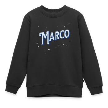 Marco Namen personalisiert - Kinder Premium Organic Sweatshirt - Schwarz - Vorne - AI Model Kid Female (0cm)