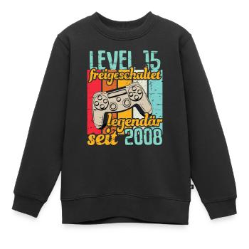 Level 15 freigeschaltet legendär seit 2008 - Kinder Premium Organic Sweatshirt - Schwarz - Vorne - AI Model Kid Female (0cm)