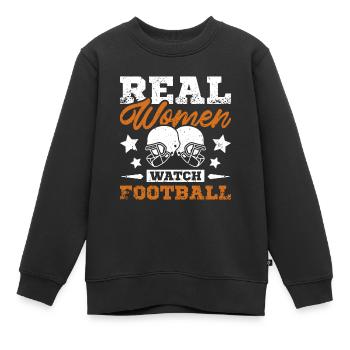 Real women watch football - Kinder Premium Organic Sweatshirt - Schwarz - Vorne - AI Model Kid Female (0cm)