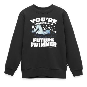 Natation Sauveteur Cours de natation Piscine extérieure Cadeau - Sweat Premium enfant bio - noir - Devant - AI Model Kid Female (0cm)