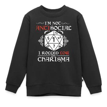 Nicht Asozial, Ich Rollte Mit Niedrigem Charisma - Kinder Premium Organic Sweatshirt - Schwarz - Vorne - AI Model Kid Female (0cm)