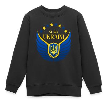 Ukraine flügel Ruhm Ehre Sieg - Kinder Premium Organic Sweatshirt - Schwarz - Vorne - AI Model Kid Female (0cm)