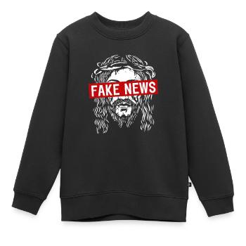Jesus Fake News - Kinder Premium Organic Sweatshirt - Schwarz - Vorne - AI Model Kid Female (0cm)