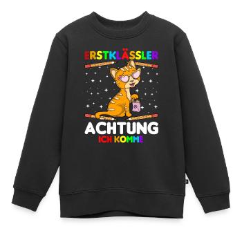 Erstklässler Achtung ich komme - Kinder Premium Organic Sweatshirt - Schwarz - Vorne - AI Model Kid Female (0cm)