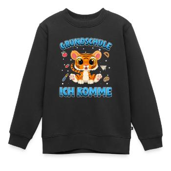 Grundschule ich komme Einschulung Tiger - Kinder Premium Organic Sweatshirt - Schwarz - Vorne - AI Model Kid Female (0cm)