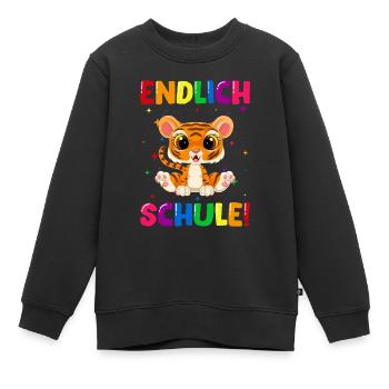 Endlich Schule Tiger 1. Klasse - Kinder Premium Organic Sweatshirt - Schwarz - Vorne - AI Model Kid Female (0cm)