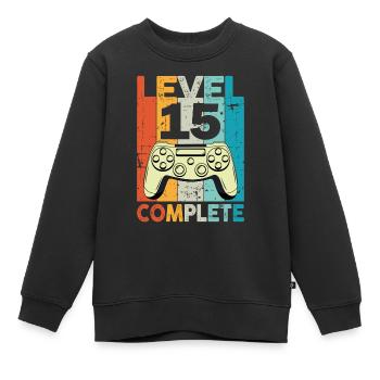 Level 15 Complete Gaming Geburtstag - Kinder Premium Organic Sweatshirt - Schwarz - Vorne - AI Model Kid Female (0cm)