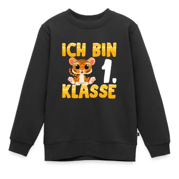 Ich bin 1. Klasse Einschulung Tiger - Kinder Premium Organic Sweatshirt - Schwarz - Vorne - AI Model Kid Female (0cm)