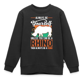 Rhinocéros Rhinocéros - Sweat Premium enfant bio - noir - Devant - AI Model Kid Female (0cm)