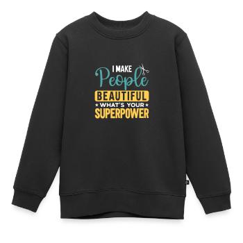 Coiffeur Disant Cadeau Salon de coiffure Coiffeur - Sweat Premium enfant bio - noir - Devant - AI Model Kid Female (0cm)