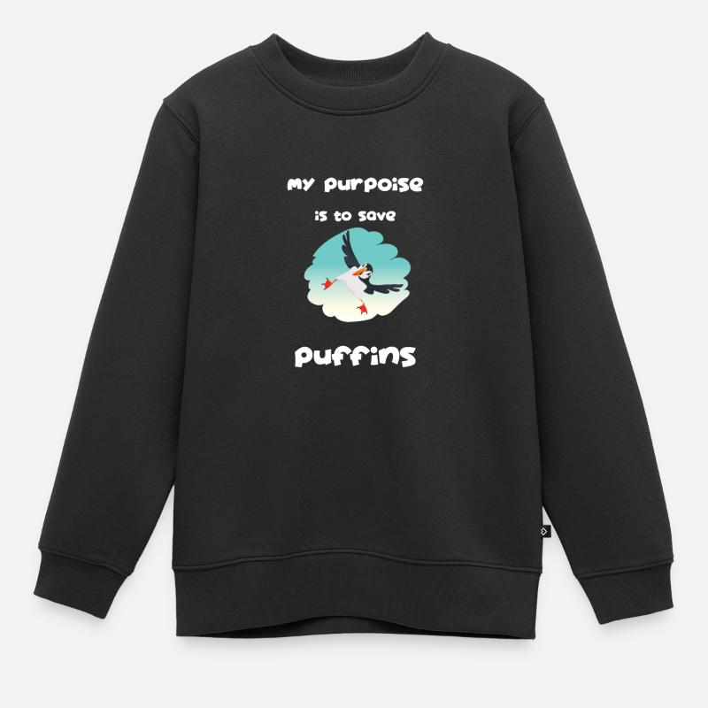 Macareux moines - Sweat Premium enfant bio - noir