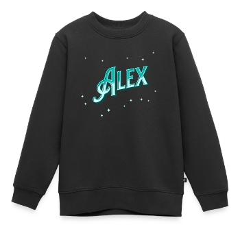 Alex name personalized - Kids Premium Organic Sweatshirt - black - Front - AI Model Kid Female (0cm)