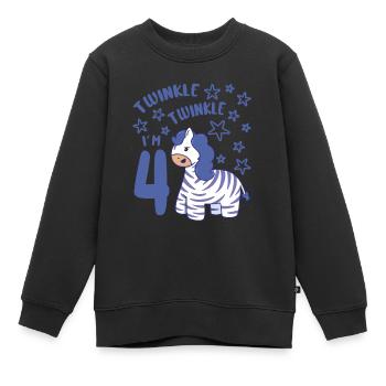4ème anniversaire Fille Zebra 4 ans Bday Party - Sweat Premium enfant bio - noir - Devant - AI Model Kid Female (0cm)