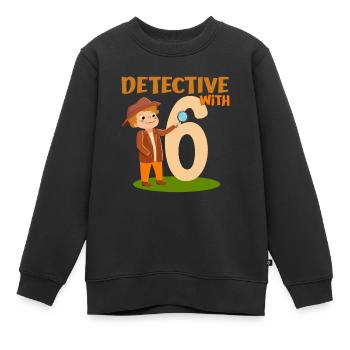 Détective Anniversaire Garçon 6 ans Im 6 ans Cadeau - Sweat Premium enfant bio - noir - Devant - AI Model Kid Female (0cm)