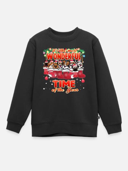 Süße Kuschelhunde Dekoration für Weihnachten - Kinder Premium Organic Sweatshirt - Schwarz
