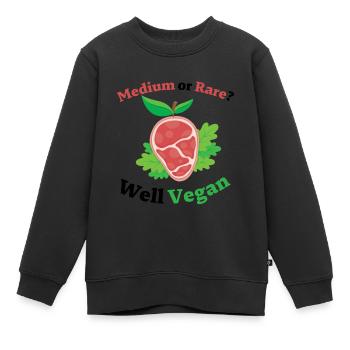 Moyen ou Rare? Eh bien végétalien - Sweat Premium enfant bio - noir - Devant - AI Model Kid Female (0cm)