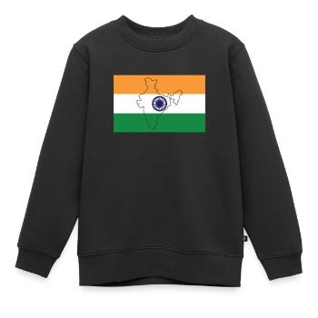 Drapeau de l’Inde - Sweat Premium enfant bio - noir - Devant - AI Model Kid Female (0cm)
