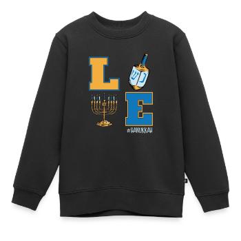 Amour Hanoukka, Juif Dreidel Menorah Hanoukka - Sweat Premium enfant bio - noir - Devant - AI Model Kid Female (0cm)