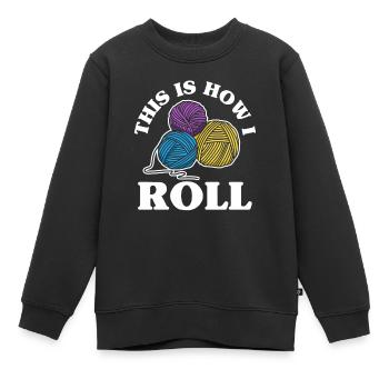 Stricken Wolle Garn - Kinder Premium Organic Sweatshirt - Schwarz - Vorne - AI Model Kid Female (0cm)